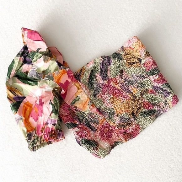 ZARA Paint Swatch One Shoulder Puff Blouse - Picture 7 of 7